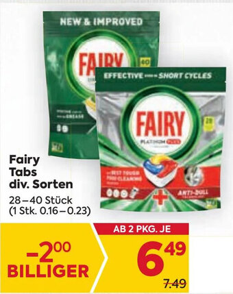 Billa Fairy Tabs div. Sorten 28-40 Stück Angebot