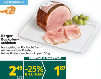 Billa Berger Backofen-schinken , per 100 g Angebot