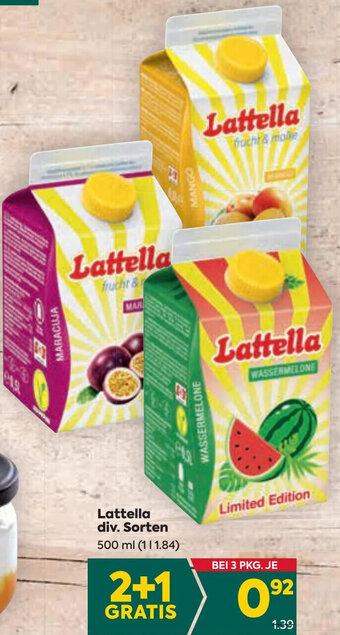 Billa Lattella div. Sorten 500 ml Angebot