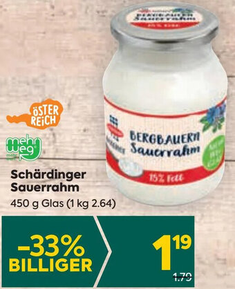 Billa Schärdinger Sauerrahm 450 g Glas Angebot