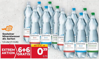 Billa Gasteiner Mineralwasser div. Sorten 1,5 Liter Angebot
