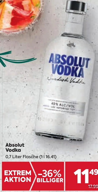 Billa Absolut Vodka 0,7 Liter Flasche Angebot