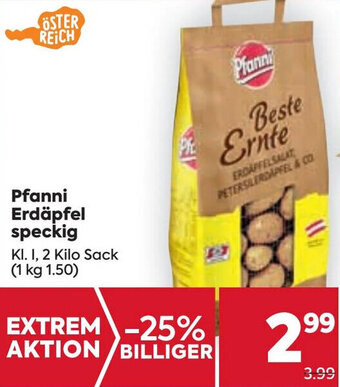 Billa Pfanni Erdäpfel speckig Kl. I, 2 Kilo Sack Angebot
