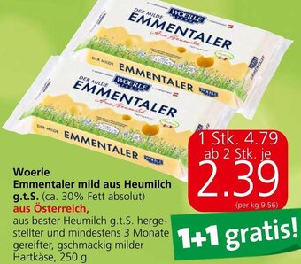 Eurospar Woerle Emmentaler mild aus Heumilch g.t.S. 250 g Angebot