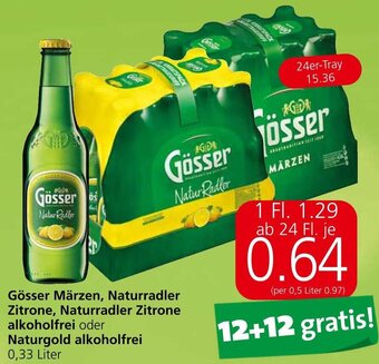 Eurospar Gösser Märzen, Naturradler Zitrone, Naturradler Zitrone alkoholfrei oder Naturgold alkoholfrei 0,33 Liter Angebot