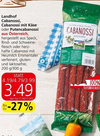Eurospar Landhof Cabanossi, Cabanossi mit Käse oder Putencabanossi Angebot