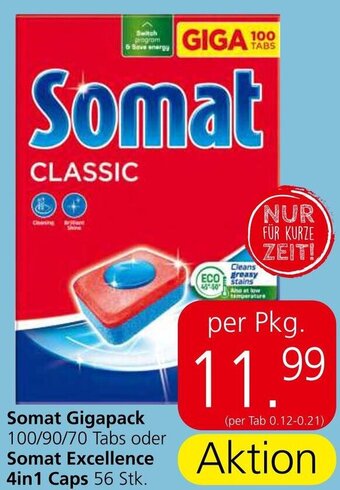 Eurospar Somat Gigapack 100/90/70 Tabs oder Somat Excellence 4in1 Caps 56 Stk. Angebot