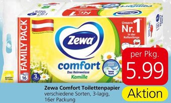 Eurospar Zewa Comfort Toilettenpapier verschiedene Sorten, 3-lagig, 16er Packung Angebot