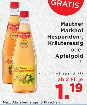 Unimarkt Mautner Markhof Hesperiden-, Kräuteressig oder Apfelgold 1 L Angebot