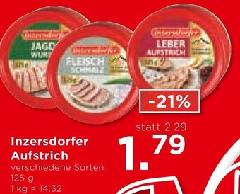 Unimarkt Inzersdorfer Aufstrich verschiedene Sorten 125 g Angebot