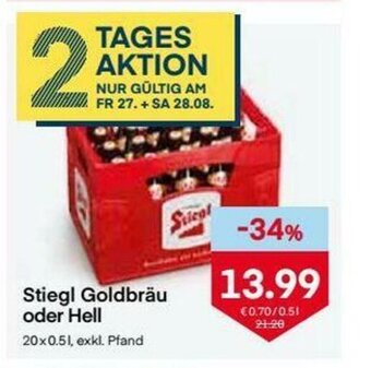 MPreis Stiegl Goldbrau oder Hell Angebot