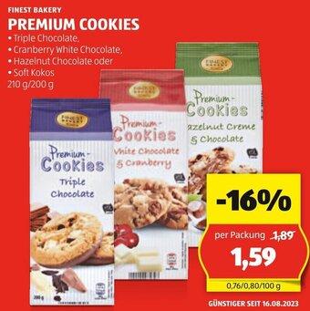 Hofer FINEST BAKERY PREMIUM COOKIES 210 g/ 200 g Angebot
