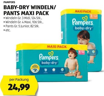Hofer PAMPERS BABY-DRY WINDELN/ PANTS MAXI PACK per Packung Angebot