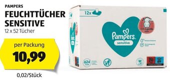 PAMPERS FEUCHTTÜCHER SENSITIVE 12 x 52 Tücher