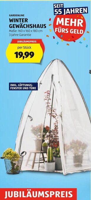 Hofer GARDENLINE WINTER GEWÄCHSHAUS Maße: 160 x 160 x 180 cm per Stück Angebot