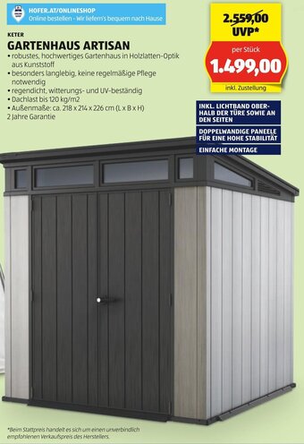 Hofer KETER GARTENHAUS ARTISAN Angebot