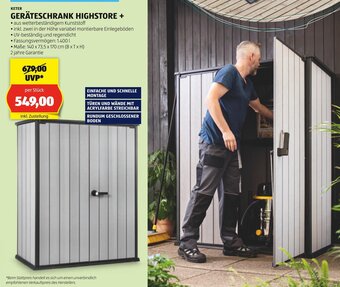 Hofer KETER GERÄTESCHRANK HIGHSTORE + Angebot