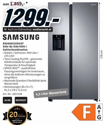 Media Markt SAMSUNG RS68A8520S9/EF Side-By-Side Kühl-/ Gefrierkombination Angebot