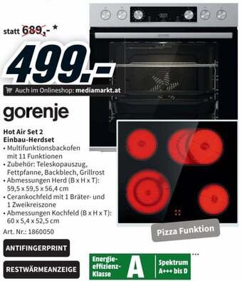 Media Markt gorenje Hot Air Set 2 Einbau-Herdset Angebot