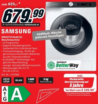 Media Markt SAMSUNG WW90T554AAE/S2 Waschmaschine Angebot