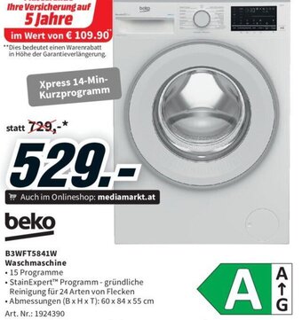 Media Markt beko B3WFT5841W Waschmaschine Angebot