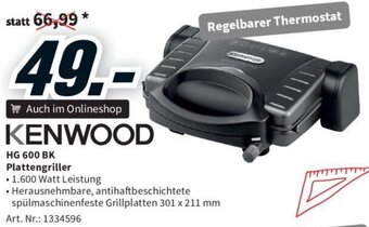 Media Markt KENWOOD HG 600 BK Plattengriller Angebot