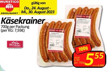 Wurstico Käsekrainer 700g per Packung Angebot