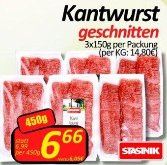 Wurstico Kantwurst geschnitten 3x150g per Packung Angebot