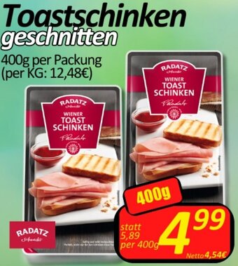 Wurstico Toastschinken geschnitten 400g per Packung Angebot