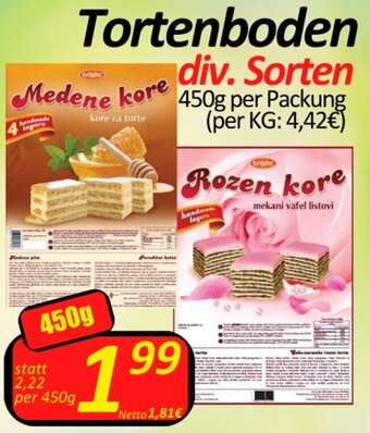 Wurstico Tortenboden div. Sorten 450g per Packung Angebot