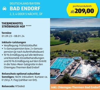 Hofer Reisen DEUTSCHLAND/BAYERN BAD ENDORF 2, 3, 4 ODER 5 NÄCHTE, ÜF Angebot