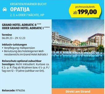 Hofer Reisen KROATIEN/KVARNER BUCHT OPATIJA 2, 3, 4 ODER 7 NÄCHTE, HP Angebot