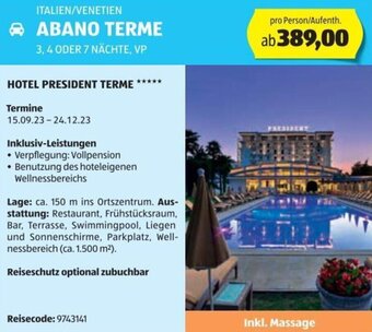 Hofer Reisen ITALIEN/VENETIEN ABANO TERME 3, 4 ODER 7 NÄCHTE, VP Angebot