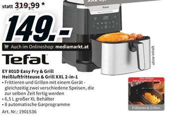 Media Markt Tefal EY 801D Easy Fry & Grill Heißluftfritteuse & Grill XXL 2-in-1 Angebot
