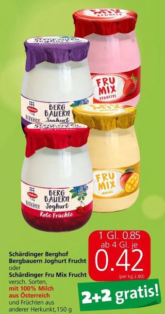 Spar Bergbauern joghurt Angebot