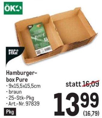 Metro Hamburger-box Pure - 9x15,5x15,5cm Angebot