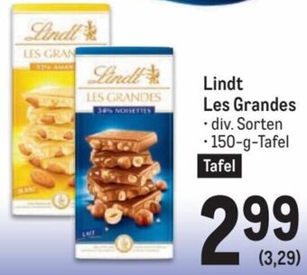 Metro Lindt Les Grandes • div. Sorten - 150-g-Tafel Angebot