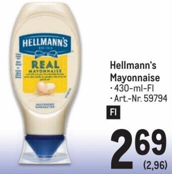 Metro Hellmann's Mayonnaise • 430-ml-Fl •Art.-Nr. 59794 Angebot