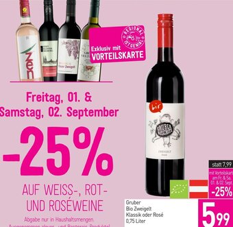 Sutterlüty Gruber Bio Zweigelt Klassik oder Rosé 0,75 Liter Angebot