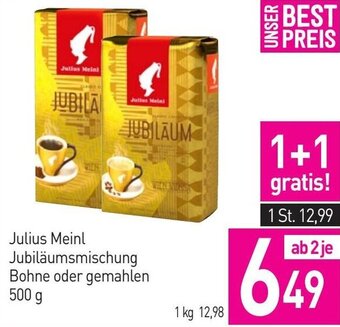 Sutterlüty Julius Meinl Jubiläumsmischung Bohne oder gemahlen 500 g Angebot