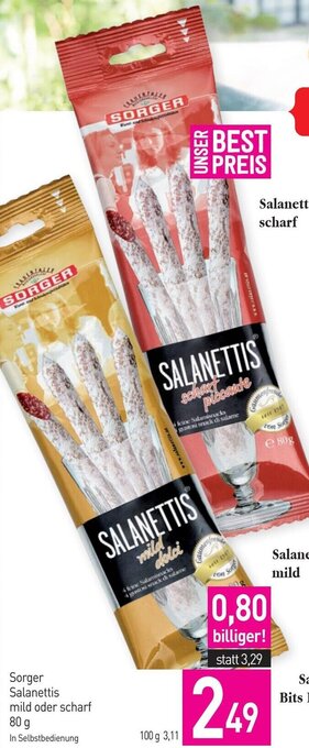 Sutterlüty Sorger Salanettis mild oder scharf 80 g Angebot