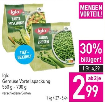 Sutterlüty Iglo Gemüse Vorteilspackung 550 g - 700 g Angebot