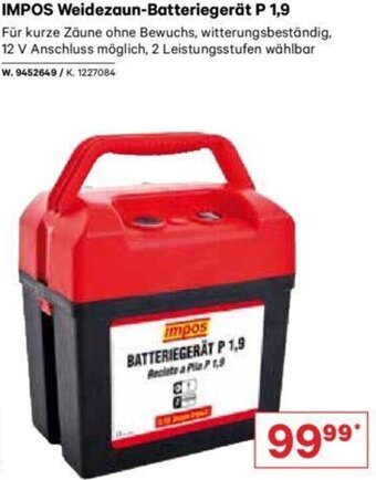 Lagerhaus IMPOS Weidezaun-Batteriegerät P 1,9 Angebot