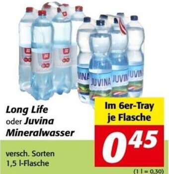Nah&Frisch Long Life oder Juvina Mineralwasser versch. Sorten 1,5 l-Flasche Angebot