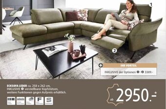 Polstermöbel Fischer ECKSOFA LEDER ca. 258 x 262 cm Angebot