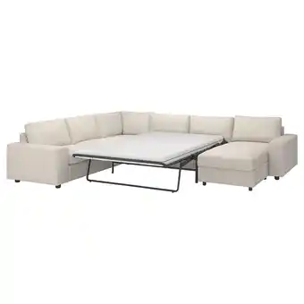 IKEA Vimle 5er-eckbettsofa mit récamiere, mit breiten armlehnen/gunnared beige Angebot