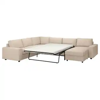 Vimle 5er-eckbettsofa mit récamiere, mit breiten armlehnen/hallarp beige