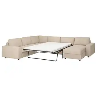 IKEA Vimle 5er-eckbettsofa mit récamiere, mit breiten armlehnen/hillared beige Angebot