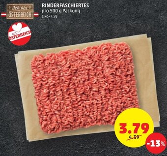PENNY RINDERFASCHIERTES pro 500 g Packung Angebot