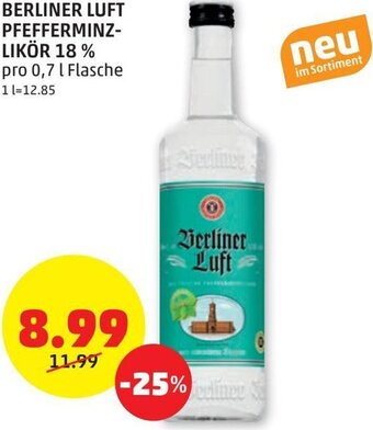 PENNY BERLINER LUFT PFEFFERMINZ-LIKÖR 18 % Angebot